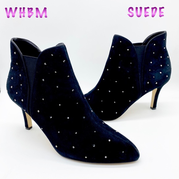 White House Black Market Shoes - WHBM-Black Suede studded heel Booties 9.5
